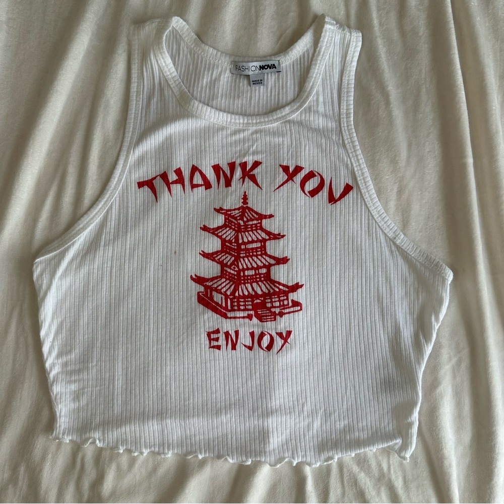 Fashion Nova Thank You Enjoy Cropped Tank Top